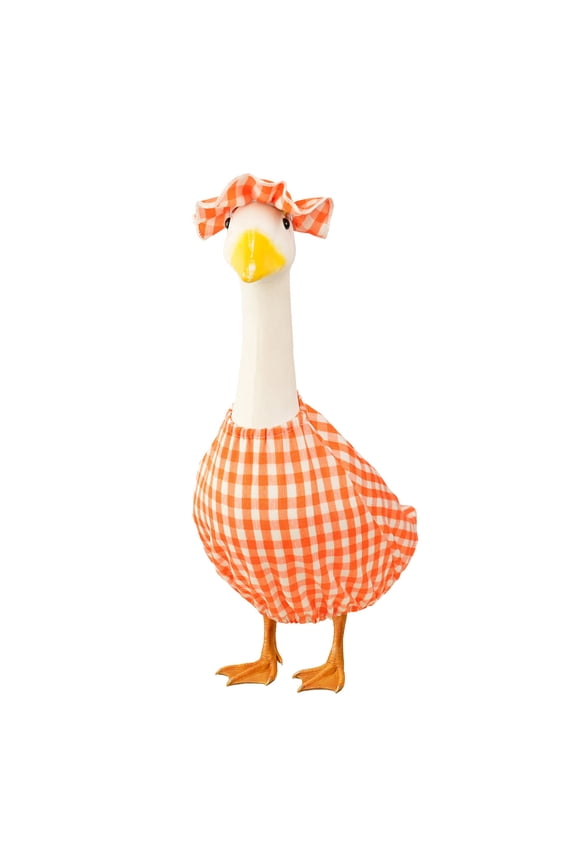 Porch Goose Outfits Holiday Goose Clothes - Summer Fall Halloween Christmas Lawn Porch Goose Clothing For Patio Yard Decor Orange