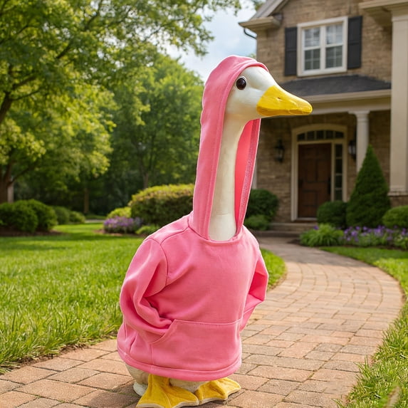 Porch Goose Outfits, Outdoor White Goose Statue with Costume set Garden Decor, for Holiday Porch ,Gooses Clothes Yard Accent for Home Decors Housewarming Gifts