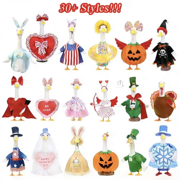 Porch Goose Outfits - All Seasons Valentine's Day St. Patrick's Easter 4th of July Fall Halloween Christmas,Holiday Goose Clothing For 23 Inches Gooses Statue Garden Patio Yard Lawn Decor