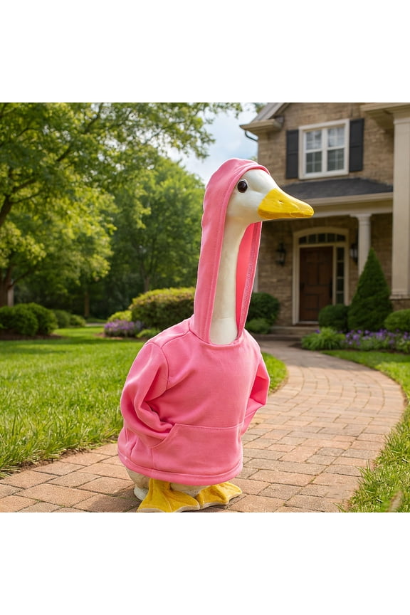 Porch Goose Pink Hip-Hop Hoodie - Sunflower Style Costume with Adorable Detailing & Soft Comfortable Fabric, Pet Goose Clothing, Ideal Outdoor Porch Decoration Accessory for Festive Seasons, 1pc