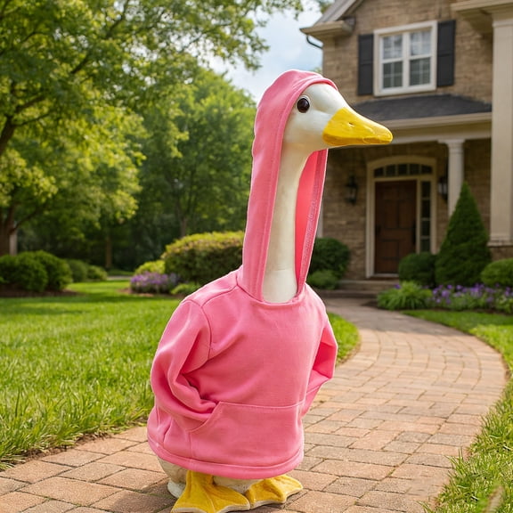 Porch Goose Pink Hip-Hop Hoodie - Sunflower Style Costume with Adorable Detailing & Soft Comfortable Fabric, Pet Goose Clothing, Ideal Outdoor Porch Decoration Accessory for Festive Seasons, 1pc