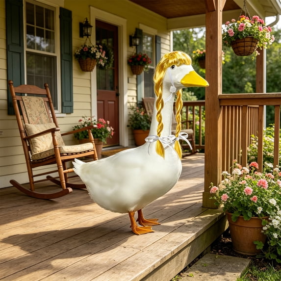 Porch Goose,Porch Goose Outfits,Porch Goose Wigs,Silly Goose,Double Braid Hairpiece For 23 Inch Goosey Decoration,For Outdoor Garden Yard Ornament Removable Pet Wig