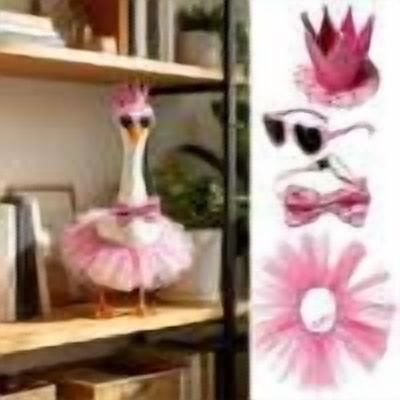Porch Goose Princess Costume Kit, 4 Piece Crown Sunglasses Bow Tutu Skirt Outfit, Elastic Easy Fit Soft Fabric Decor Accessory for Lawn Goose Statue Birthday Halloween Party Layout