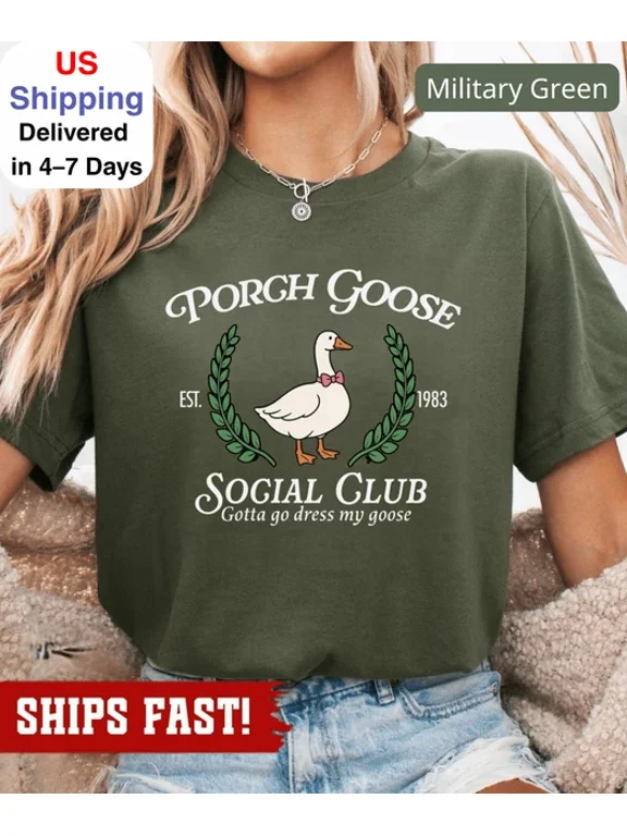 Porch Goose Social Club For Her Moms Grandmas And Wom Gift Idea Shirt, Size S-5XL