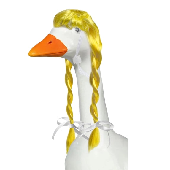 Porch Goose Wig for 23 Inch Goose Statue, Funny Goose Hairpiece Decoration, Removable Goose Accessories with Elastic Fit, Outdoor Garden Yard Patio Lawn Goose Decor