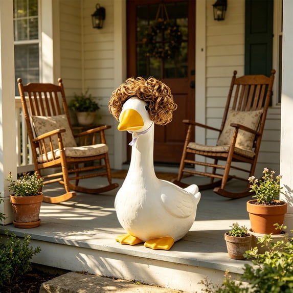 Porch Goose Wig, Goose Statue Hair Accessory, Decorative Goose Outfit, Removable Costume Wig, Garden Porch Decor, Holiday Yard Ornament, Reusable Display Accessory