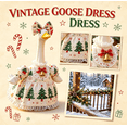 thumbnail image 1 of Porch Goose christmas Outfits,Holiday Porch Goose Clothes, Xmas Bell Bow Printed Dress Outfit for 23" Yard Goose Statue, Winter Front Entryway Decoration Accessory, 1 of 8