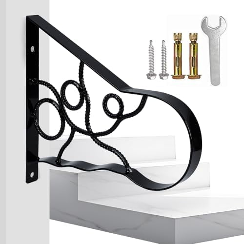 Porch Handrail 1 Step Stair Handrails Wall Mounted Wrought Iron Hand ...