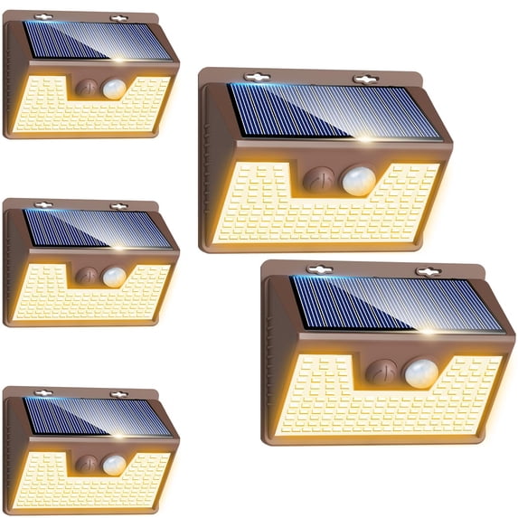 Porch Light, Brown Solar Security Light 140 LED 3 Mode PIR Sensor Warm ...