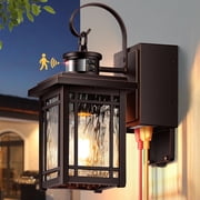 Porch Light with GFCI Outlet, Motion Sensor Outdoor Wall Light Wall Mount, Oil Rubbed Bronze Exterior Lighting Fixtures, Outdoor Sconce Light Wall Lantern, Exterior Garage Lights for Coach