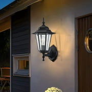 Porch Light Matte Black Outdoor Wall Light Fixture for House, Hallway, Doorway, Garage, Coach Light with Clear Glass Shade, E26