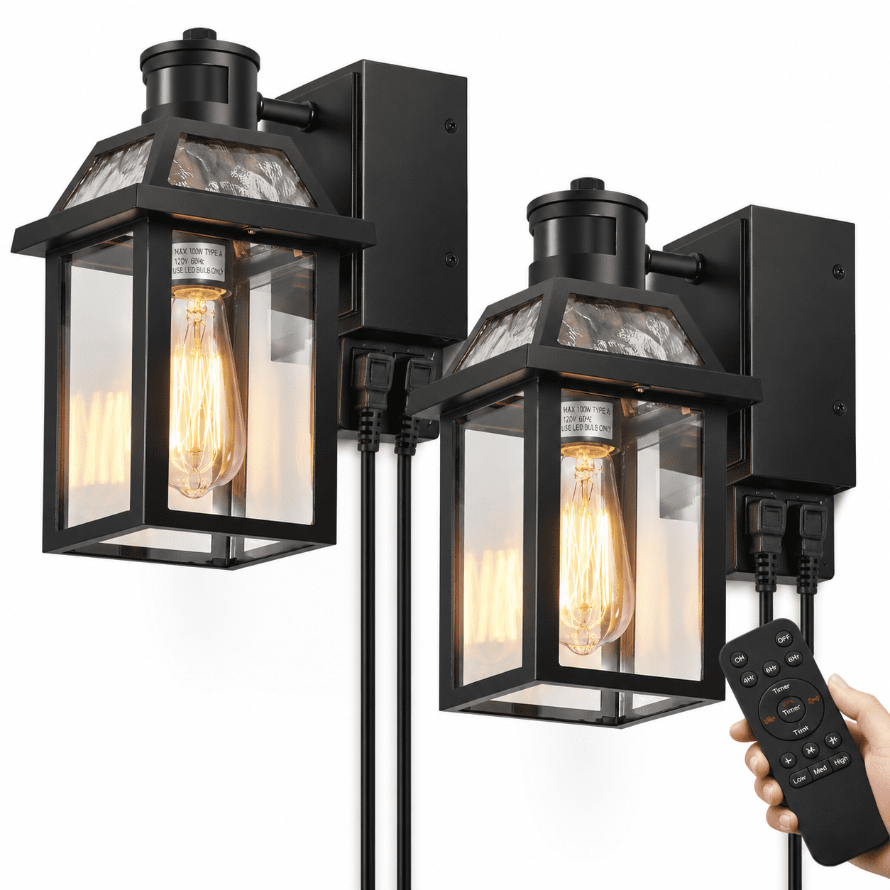 Porch Light With Gfci Outlet And Remote Motion Sensor Black 2 Pack ...