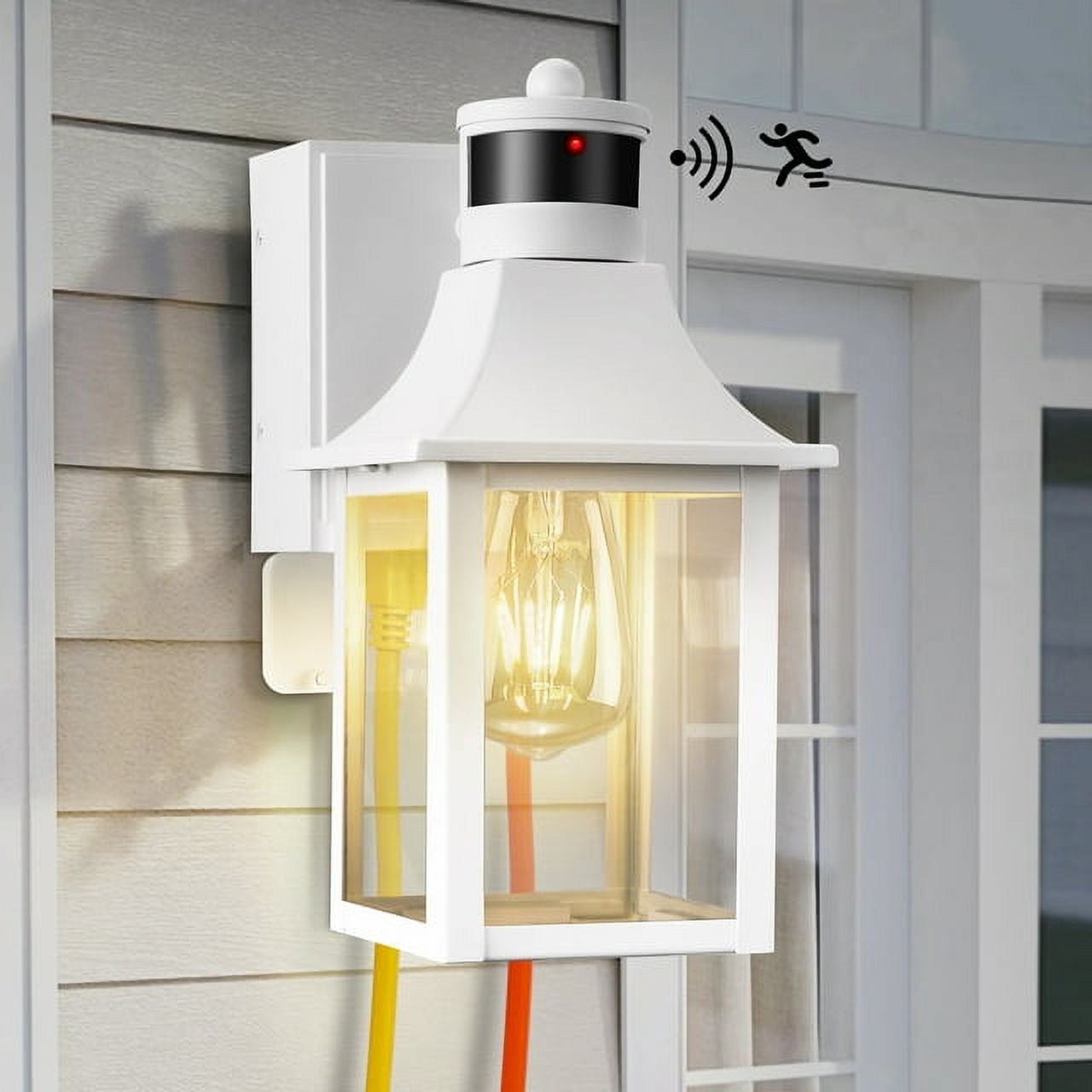 Porch Lights with GFCI Outlet, Dusk to Dawn Motion Sensor Outdoor
