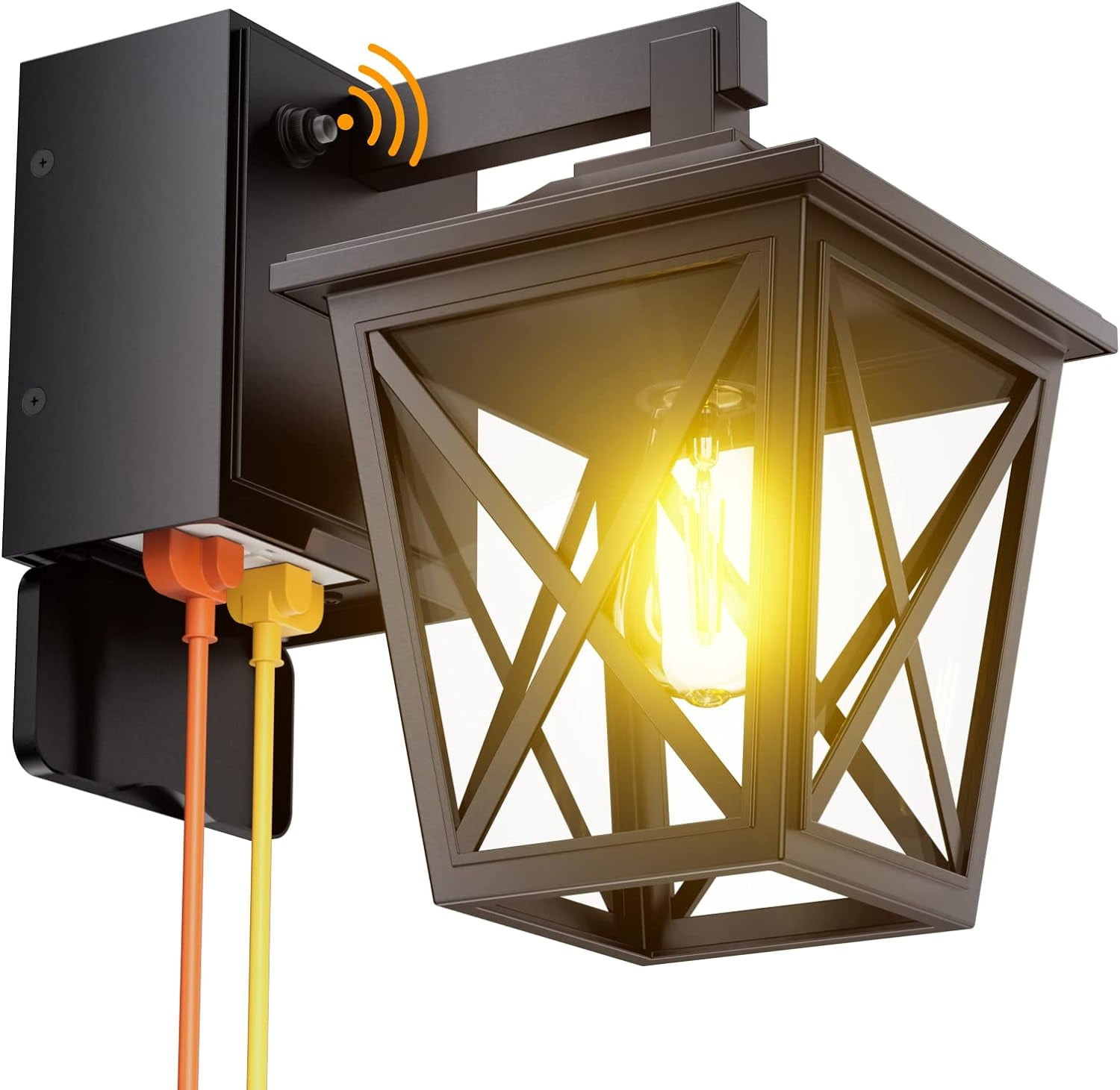 Dusk to Dawn Porch Light with GFCI Outlet, Waterproof AntiRust