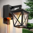 thumbnail image 1 of Porch Lights with Outlet, Dusk to Dawn Outdoor Light, Waterproof Anti-Rust Lantern Outside Light with GFCI Outlet Built-in, Wall Sconce Light with Plug for Front Door (Black with Gold Trim), 1 of 16