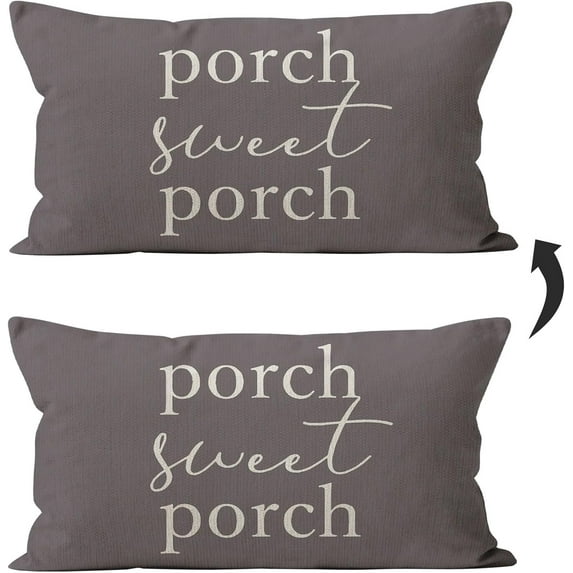 Porch Pillows Covers 12x20,Porch Decor,Farmhouse Porch Decor,Outdoor Pillows,Outdoor Pillow Covers,Outdoor Throw Pillows,Outdoor Waterproof Pillow Covers(Grey)