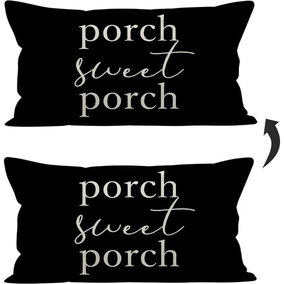 Porch Pillows Covers 12x20,Porch Decor,Farmhouse Porch Decor,Outdoor Pillows,Outdoor Pillow Covers,Outdoor Throw Pillows,Outdoor Waterproof Pillow Covers(Black)