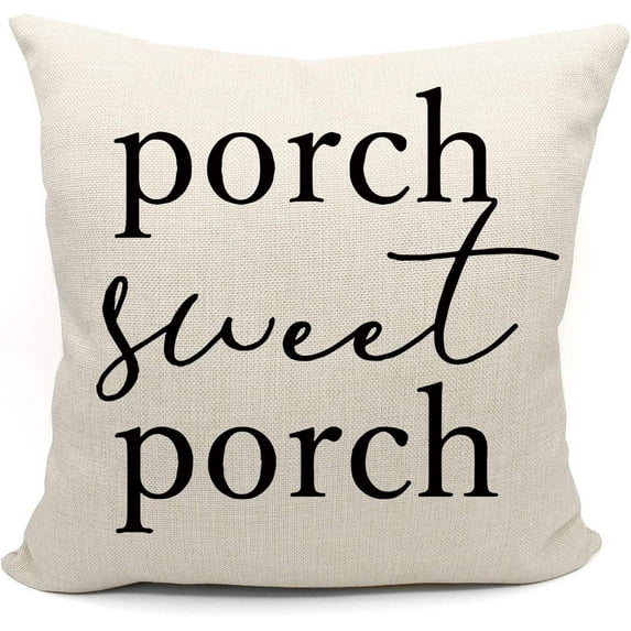 Porch Pillows Covers 18x18,Porch Decor,Farmhouse Porch Decor,Outdoor Pillows,Outdoor Pillow Covers,Outdoor Throw Pillows,Outdoor Waterproof Pillow Covers(White)