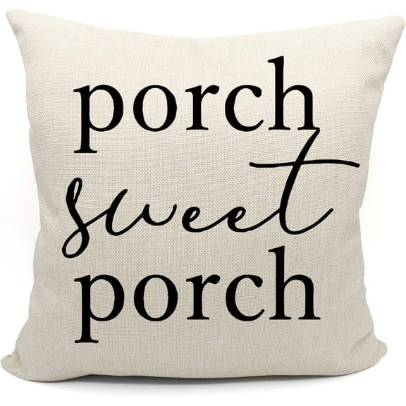 Porch Pillows Covers 18x18,Porch Decor,Farmhouse Porch Decor,Outdoor Pillows,Outdoor Pillow Covers,Outdoor Throw Pillows,Outdoor Waterproof Pillow Covers(White)