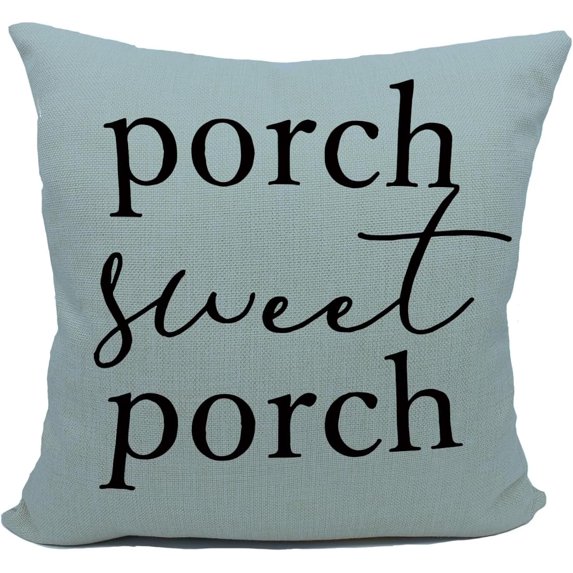 Porch Pillows Covers 18x18,Porch Decor,Farmhouse Porch Decor,Outdoor Pillows,Outdoor Pillow Covers,Outdoor Throw Pillows,Porch Life Pillow (Blue)
