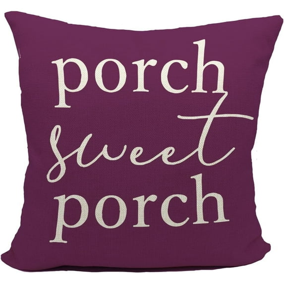 Porch Pillows Covers 18x18,Porch Decor,Farmhouse Porch Decor,Outdoor Pillows,Outdoor Pillow Covers,Outdoor Throw Pillows,Porch Life Pillow (Purple)