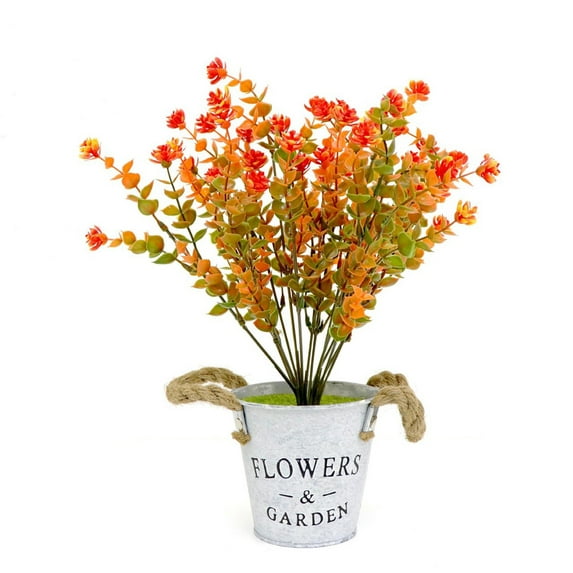 Porch Planter Decor Verdsylv 2-Pack Fall Mum - Uv Resistant Faux Flowers for Porch Planters, Indoor Outdoor Autumn Decor, All-Season Durable Arrangement, Uv-Resistant Flowers, Orange