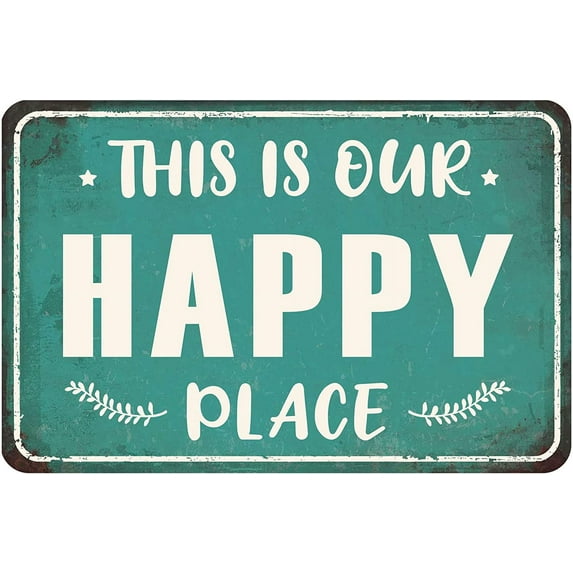 Porch Sign Farmhouse Porch Decorations Welcome Metal Signs Outdoor Wall Decor For Patio Camper Hot Tub 8x12 Inches - This is Our Happy Place