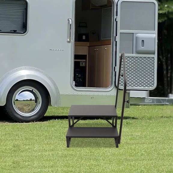Porch Steps with Handrails, Swimming Pool Ladder Above Ground, Portable Step Stool Home Decor for Travel Trailer