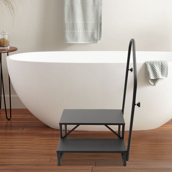 Porch Steps with Handrails, Swimming Pool Ladder Above Ground, Step Ladder, Portable Step Stool Home Decor for Travel Trailer