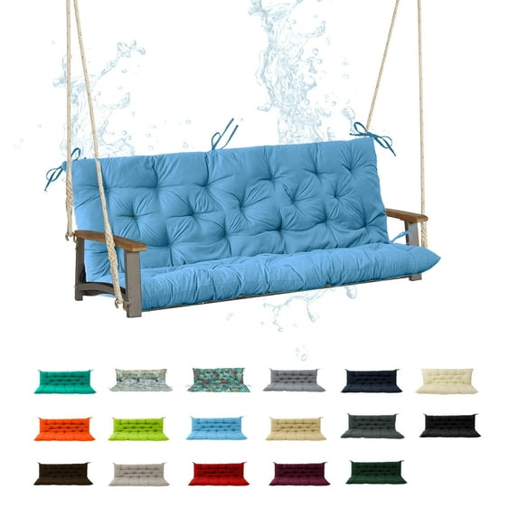 Porch Swing Cushion 47in, Waterproof Bench Cushion for Outdoor Furniture, 2-3 Seater Replacement Glider Cushion with Ties for Backyard and Garden(Blue Sky 47")