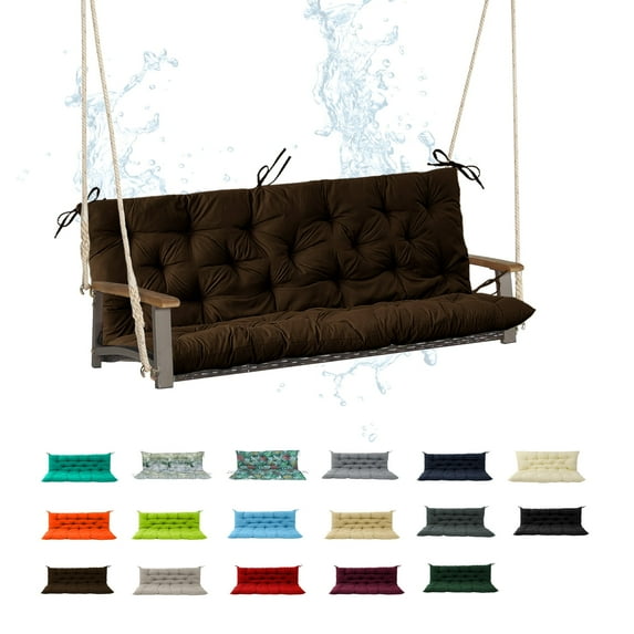 Porch Swing Cushion 71in, Waterproof Bench Cushion for Outdoor Furniture, 2-3 Seater Replacement Glider Cushion with Ties for Backyard and Garden(Coffe 71")