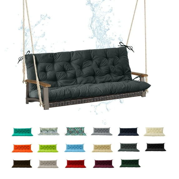 Porch Swing Cushion 40in, Waterproof Bench Cushion for Outdoor Furniture, 2-3 Seater Replacement Glider Cushion with Ties for Backyard and Garden(Dark Gray 40")