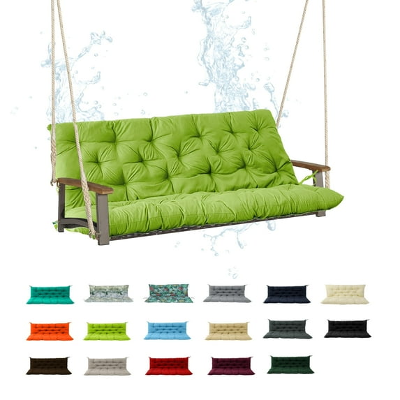 Porch Swing Cushion 40in, Waterproof Bench Cushion for Outdoor Furniture, 2-3 Seater Replacement Glider Cushion with Ties for Backyard and Garden (Grass green 40")