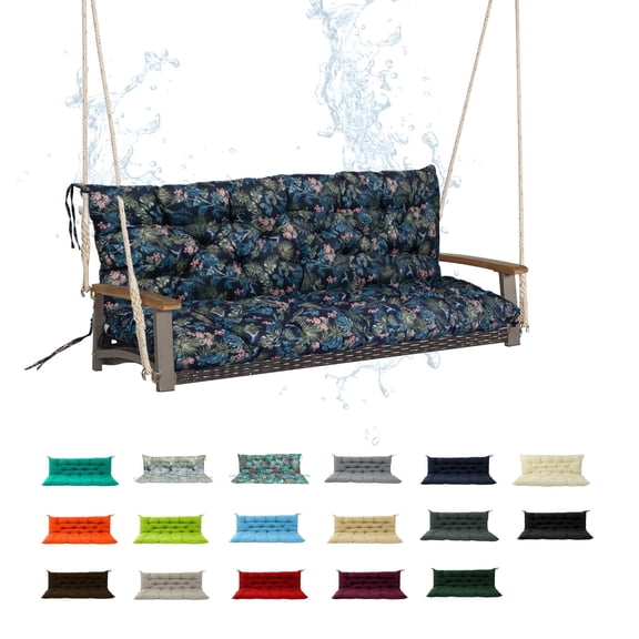 HONEY HOME 71in x 40 in Porch Swing Cushions, Waterproof Outdoor Glider Cushions with Ties for Backyard and Garden, Hummingbird