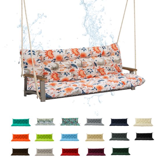 Porch Swing Cushion 40in, Waterproof Bench Cushion for Outdoor Furniture, 2-3 Seater Replacement Glider Cushion with Ties for Backyard and Garden(Summer 40")