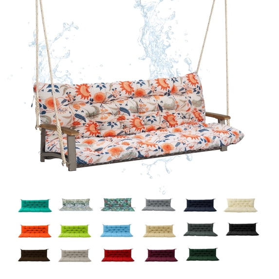 HONEY HOME 60in x 40 in Porch Swing Cushions, Waterproof Outdoor Glider Cushions with Ties for Backyard and Garden, Safflower