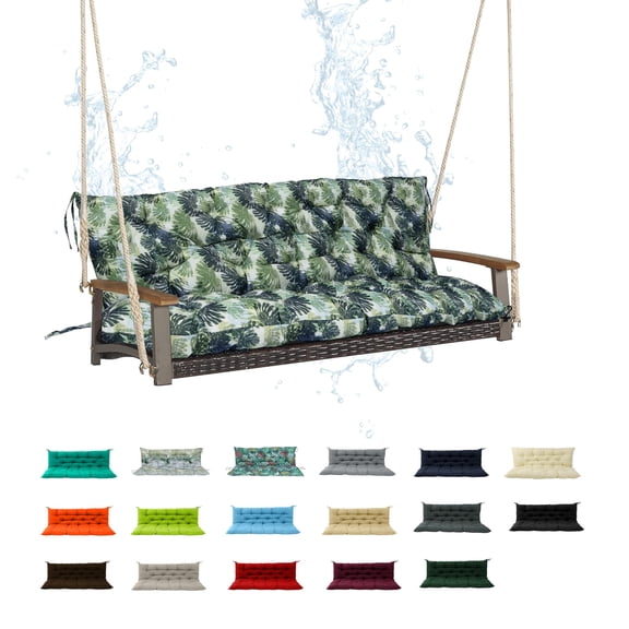 Porch Swing Cushion 47in, Waterproof Bench Cushion for Outdoor Furniture, 2-3 Seater Replacement Glider Cushion with Ties for Backyard and Garden(palm 47")