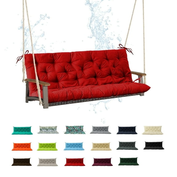 Porch Swing Cushion 60in, Waterproof Bench Cushion for Outdoor Furniture, 2-3 Seater Replacement Glider Cushion with Ties for Backyard and Garden