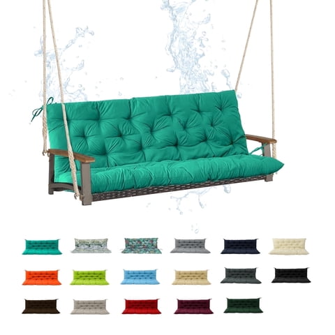 HONEY HOME 60in x 40 in Porch Swing Cushions, Waterproof Outdoor Glider Cushions with Ties for Backyard and Garden, Lake Blue