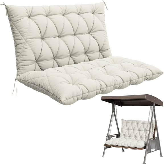 Porch Swing Cushion with Backrest,Waterproof Bench Cushion for Outdoor Furniture,2-3 Seater Replacement Thickened 5 in swing cushion,with Ties,Patio,Outdoor,Backyard and Garden (Orange,47x40 in)