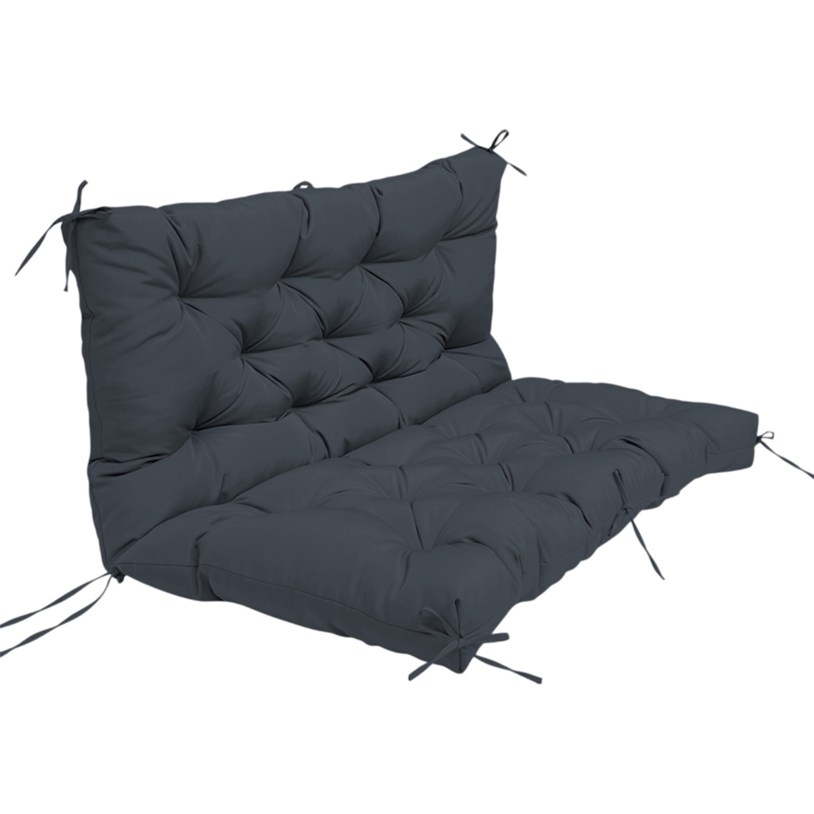 Porch Swing Cushions, 2 or 3 Seat Outdoor Swing Cushion Replacement with Backrest, 40 x 40 x 4 Inches Bench Cushion with 8 Ties for Outdoor Furniture for Patio, Backyard, Garden, Balck