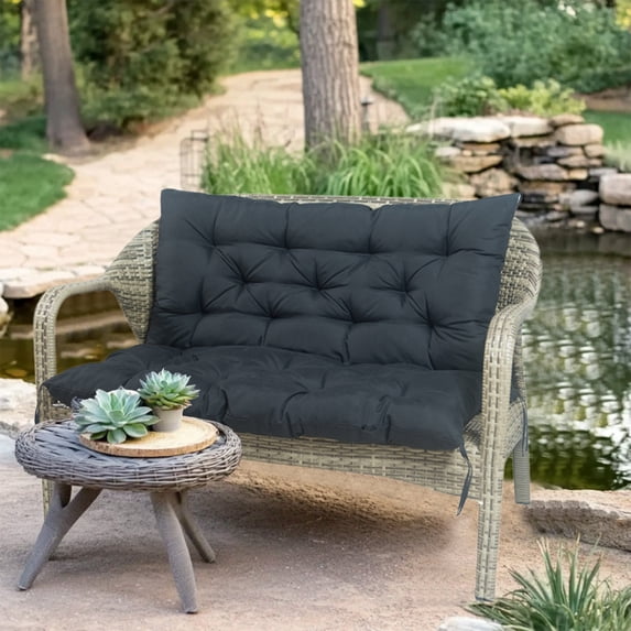 Porch Swing Cushions 40x40 Inch Outdoor Cushions Waterproof Two Seat Outdoor Chair Cushions Replacement Replacement Pads Pillow with Backrest and Ties Patio Furniture Cushions