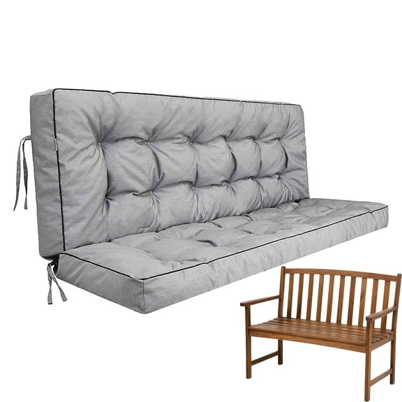 Porch Swing Cushions 55in, Swing Cushions 3 Seater Replacement with Backrest, Thicken 4" Waterproof Bench Pad Cushions, Outdoor Loveseat Cushions Non-Slip Chairs Pad (Gray)