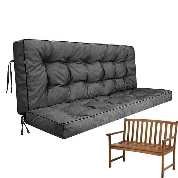 Porch Swing Cushions 55in, Swing Cushions 3 Seater Replacement with Backrest, Thicken 4" Waterproof Bench Pad Cushions, Outdoor Loveseat Cushions Non-Slip Chairs Pad (Dark Gray)