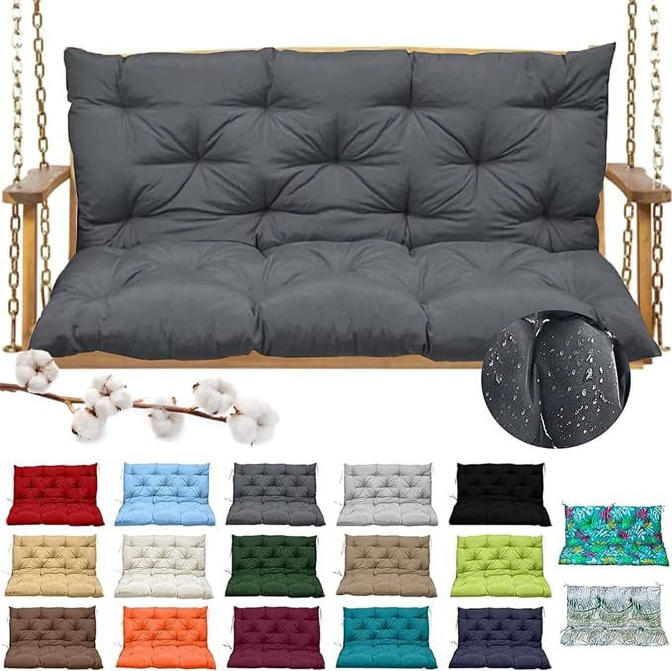 "23 Seat Porch Swing Cushions with Backrest, Waterproof Bench Pad, 4