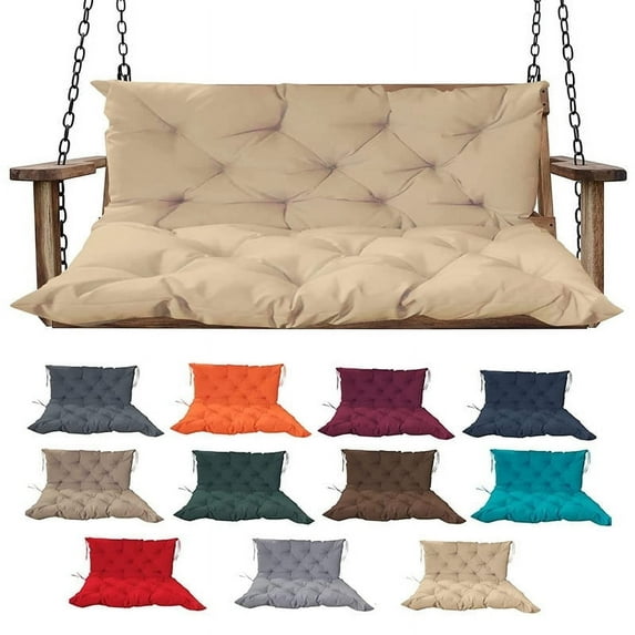 Porch Swing Cushions with Backrest, 2-3 Seater Waterproof Bench Pad Cushions, Thicken 4" Outdoor Swing Cushions, for Outdoor Patio Garden Furniture (40x47in, Beige)