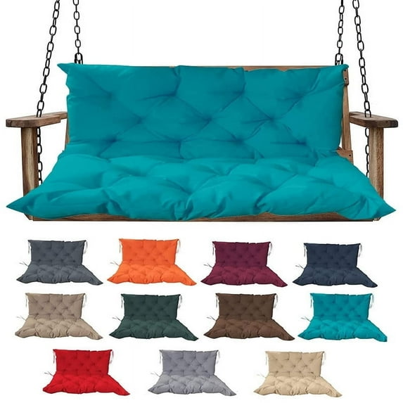 Porch Swing Cushions with Backrest, 2-3 Seater Waterproof Bench Pad Cushions, Thicken 4" Outdoor Swing Cushions, for Outdoor Patio Garden Furniture (40x60in, Lake Blue)