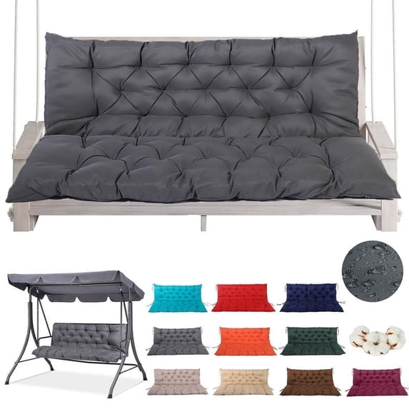 Porch Swing Cushions,Outside Benches Cushion with Backrest,Thicken Swing Cushions 2/3 Seater Replacement,2-Year Fade Resistant & Waterproof Cushions for Patio,Outdoor(Dark grey,60in)