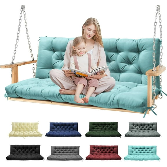 Porch Swing Cushions, Patio Swing Cushions Waterproof for Outdoor Furniture Thickened Outdoor Swing Bench Cushions 2-3 Seater Replacement with Ties for Outdoor Patio Swing (Teal, 60x40 in)