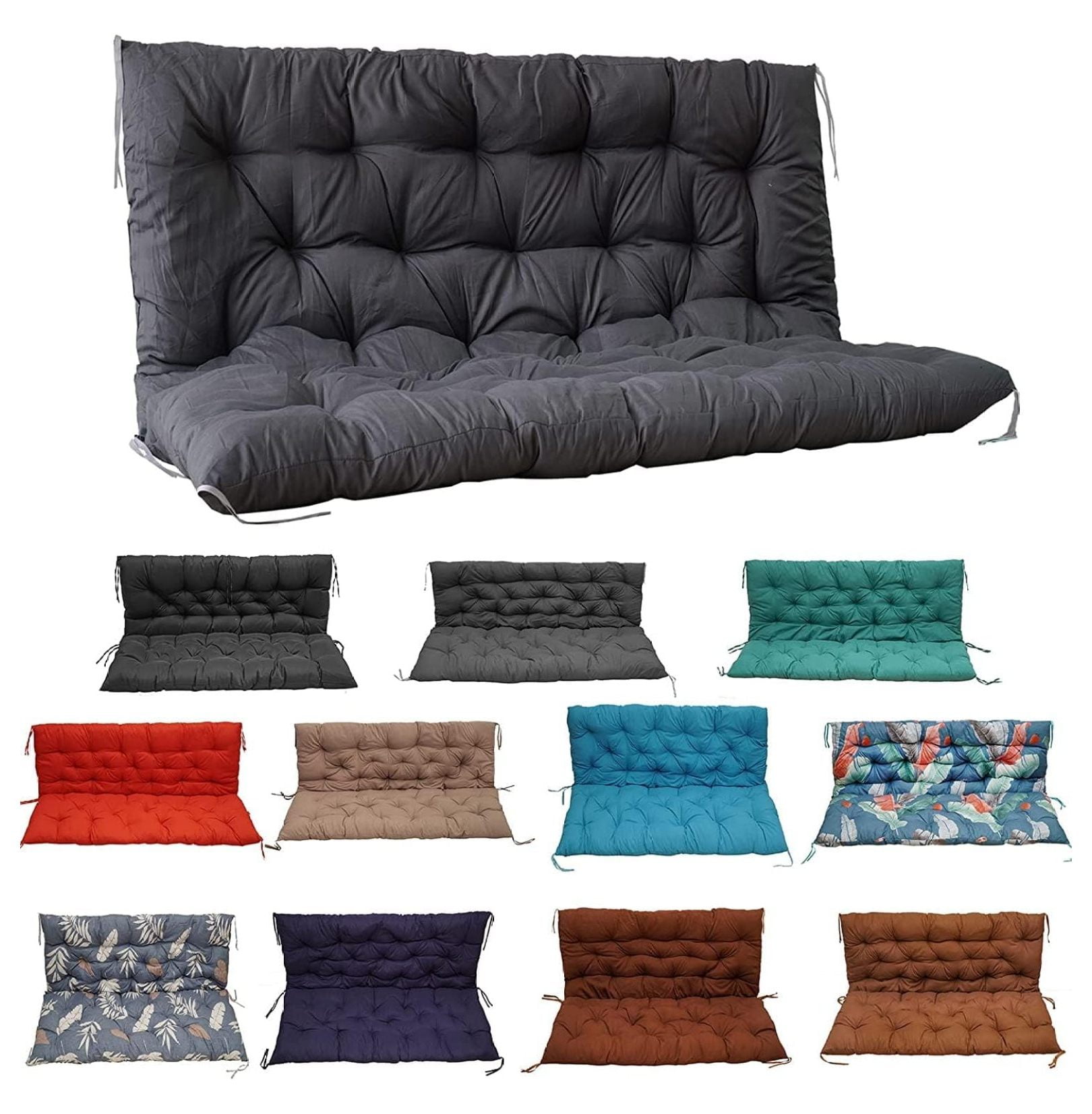 Porch Swing Cushions Outdoor 60 inch Swing Cushions 2 3 Seater Replacement Thicken 4 Waterproof Bench Cushion with Backrest Ties Replacement Cushions for Patio Garden Backyard Dark Gray 60 40in Walmar...